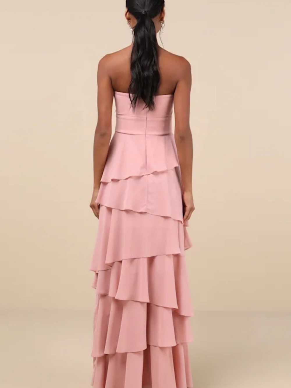 Lulu's Blush Strapless Tiered Ruffle Maxi Dress - Picture 2 of 6